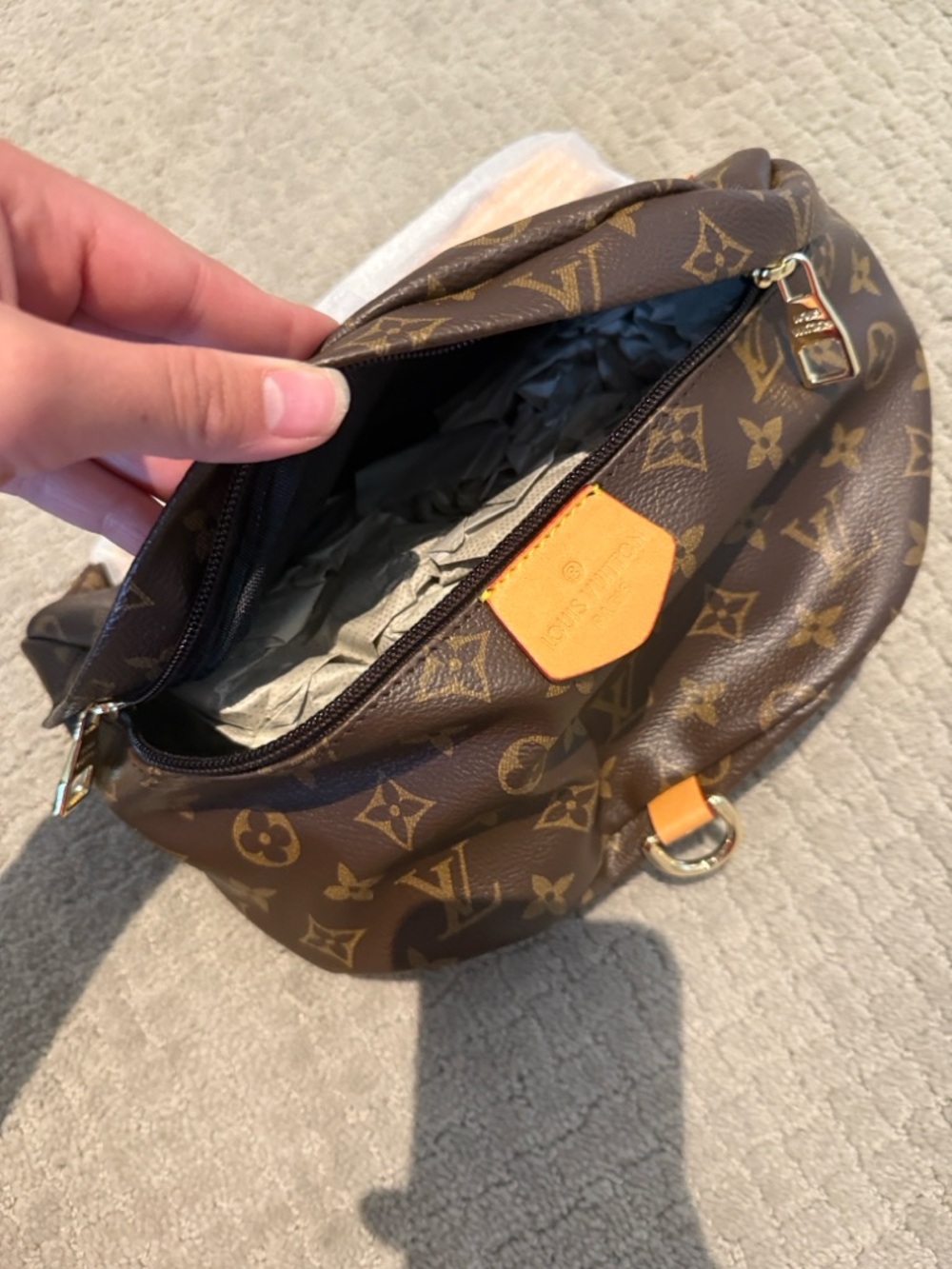 Louis Vuitton Beige Dust Bag with Navy Logo
